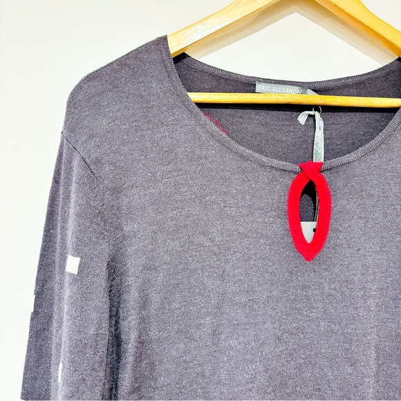 ERIC ALEXANDRE Grey knit long-sleeve dress with red detail * - Picture 2 of 7